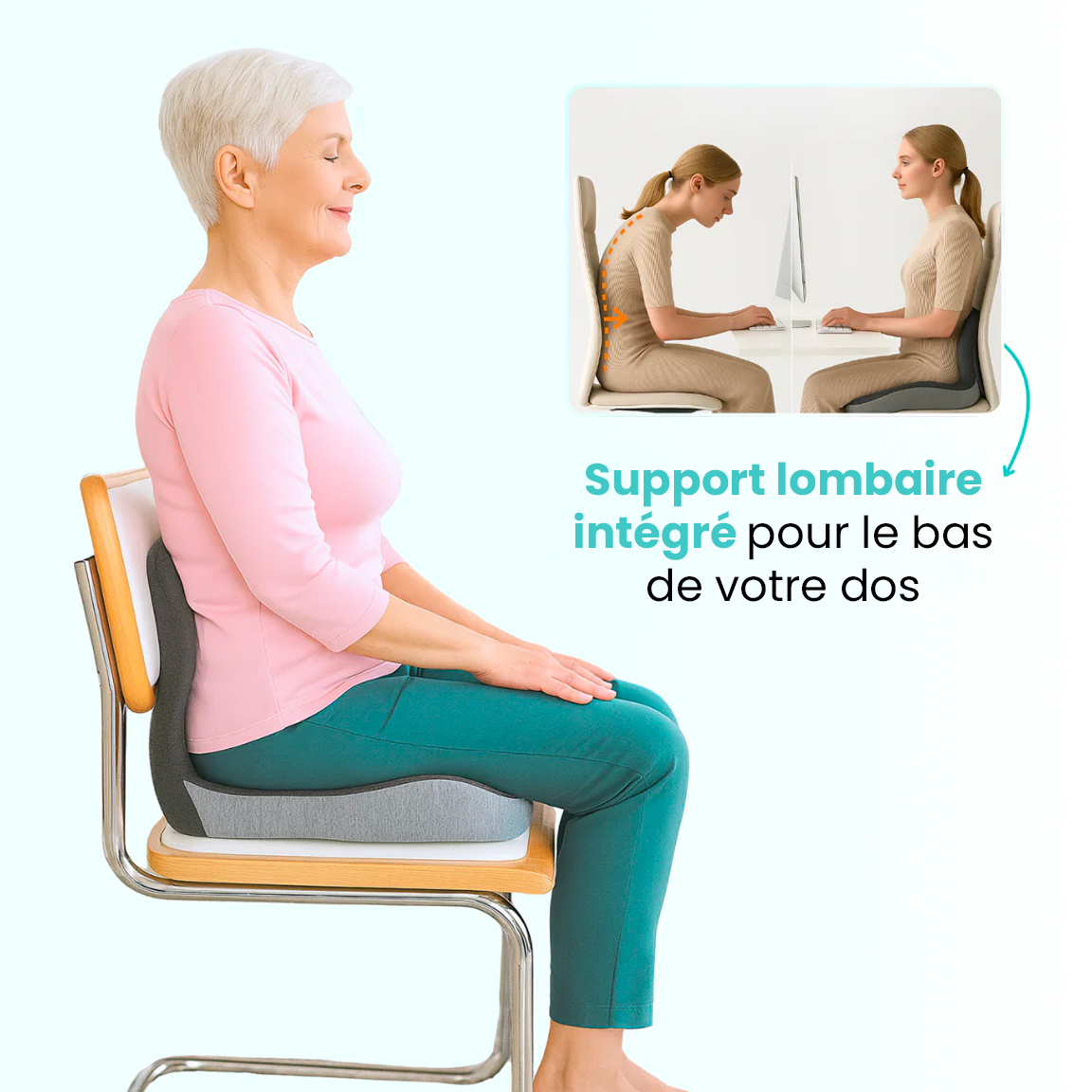 Coussin d'assise orthopedique anti-douleur - Powlys
